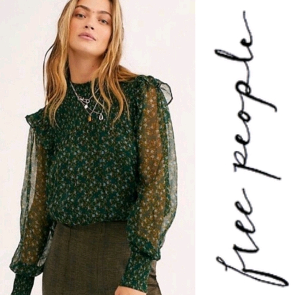 Free People Roma blouse in Forest Green - Picture 5 of 9